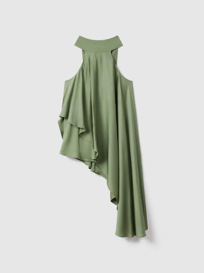 Women Reiss Tops Elsie Asymmetric Draped Blouse Green