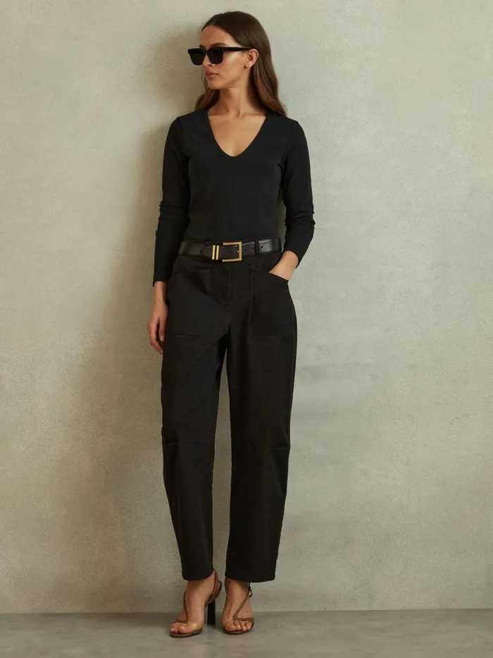Women Reiss Tops Farrah Modal Blend VNeck Top Black