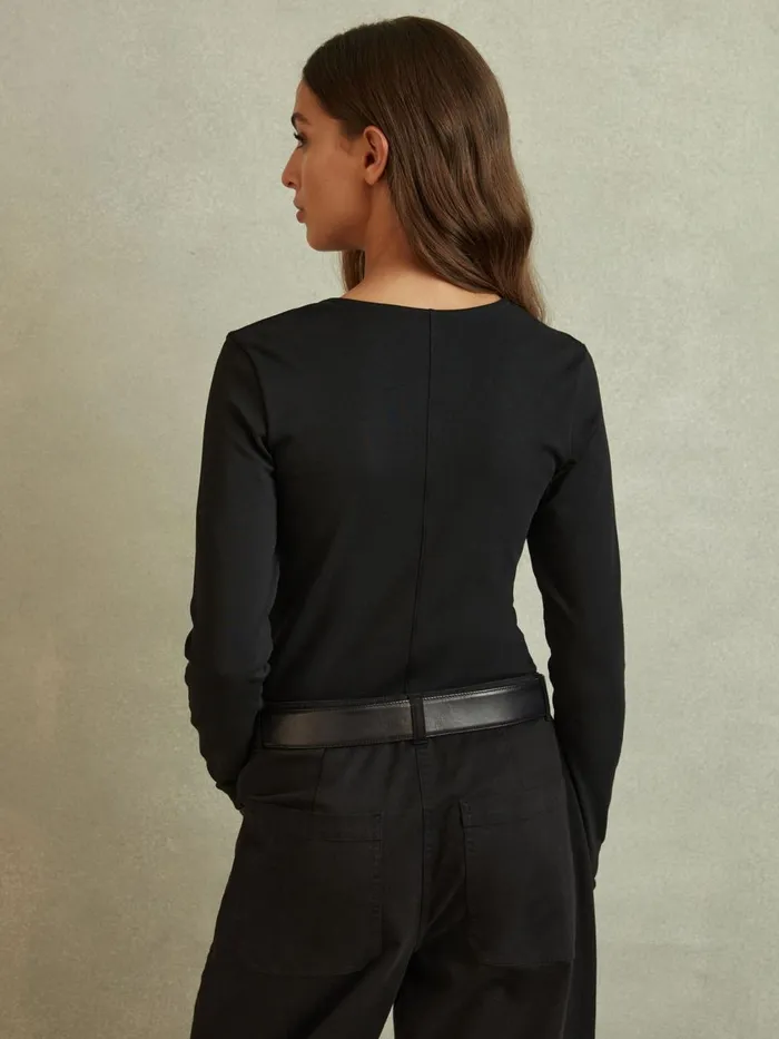 Women Reiss Tops Farrah Modal Blend VNeck Top Black