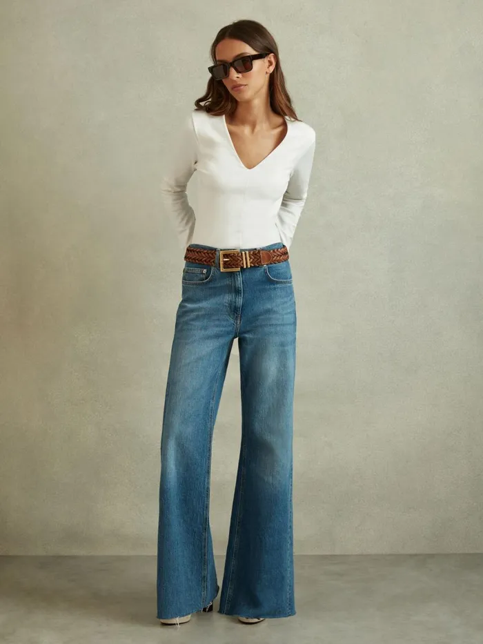 Women Reiss Tops Farrah Modal Blend VNeck Top Ivory