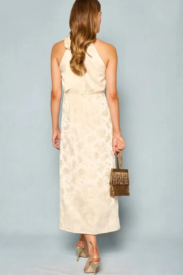 Women RIXO All Bridal Valerie Silk Midi Dress Daisy Jacquard Champagne