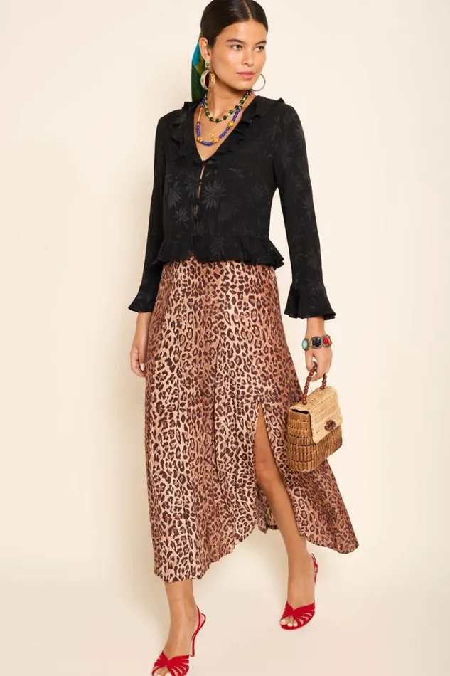 Women RIXO All Clothing Amaya Jacquard Top Daisy Jacquard Black