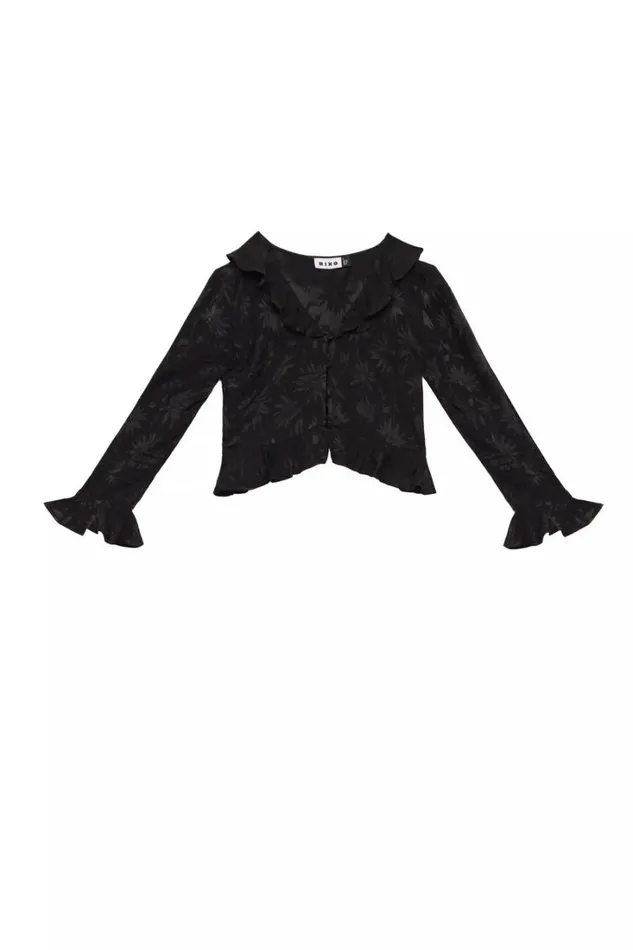 Women RIXO All Clothing Amaya Jacquard Top Daisy Jacquard Black