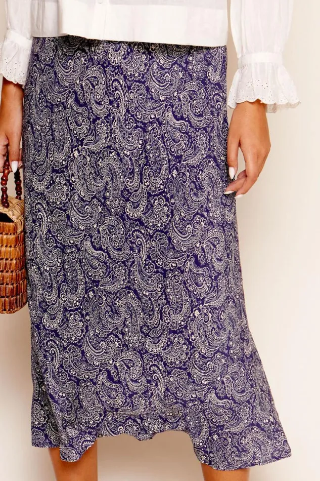Women RIXO All Clothing Ardith Midi Skirt Sienna Paisley Blue
