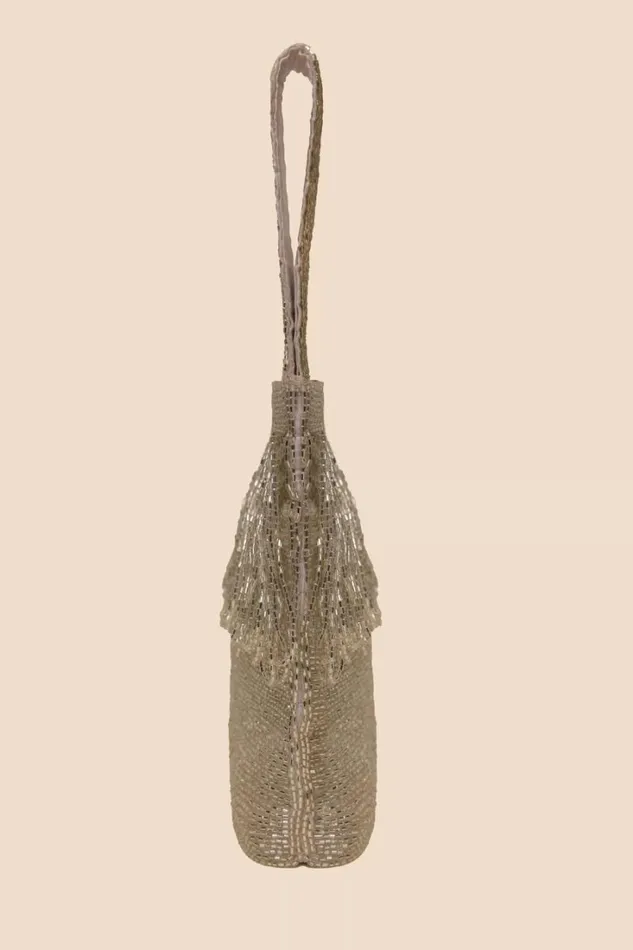 Women RIXO All Occasion Zenni Beaded Bucket Bag Silver