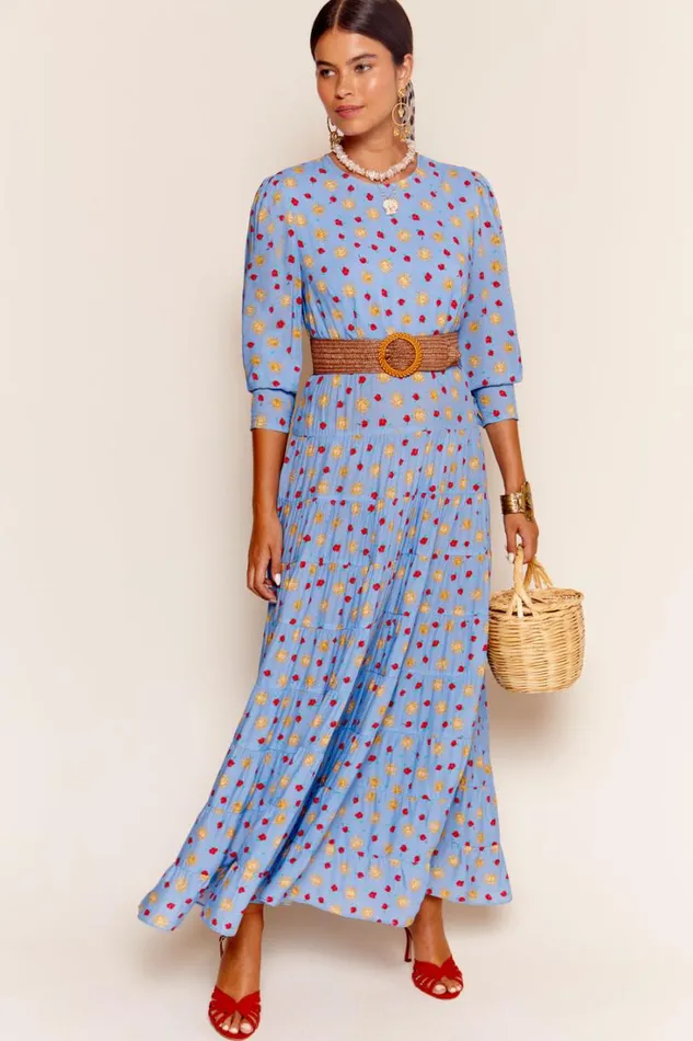 Women RIXO Dresses Kristen Midi Dress Sun Petal Serenity