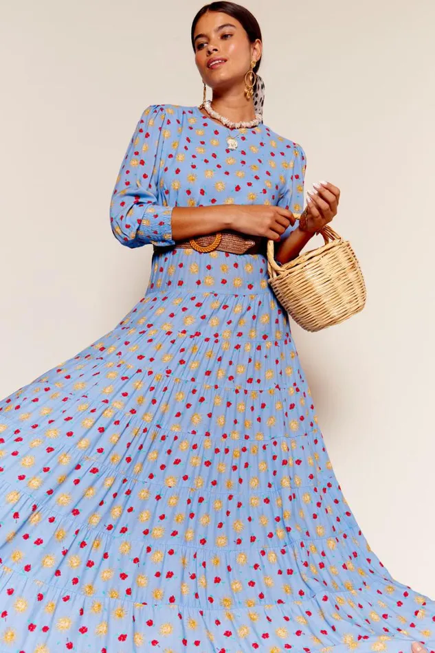Women RIXO Dresses Kristen Midi Dress Sun Petal Serenity