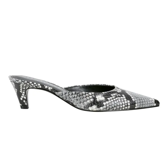 Women Rosa Heeled Mule Snake Print Marc Fisher Mules and Slides