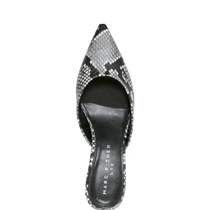 Women Rosa Heeled Mule Snake Print Marc Fisher Mules and Slides
