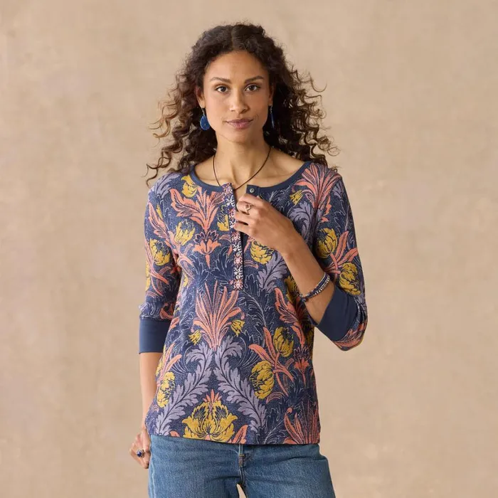 Women Rosehips Henley Midnight Sundance Catalog Tops