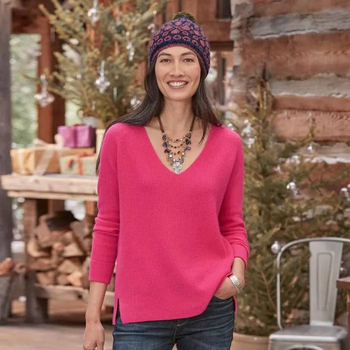 Women Rowan Cashmere Sweater Hibiscus Sundance Catalog Sweaters