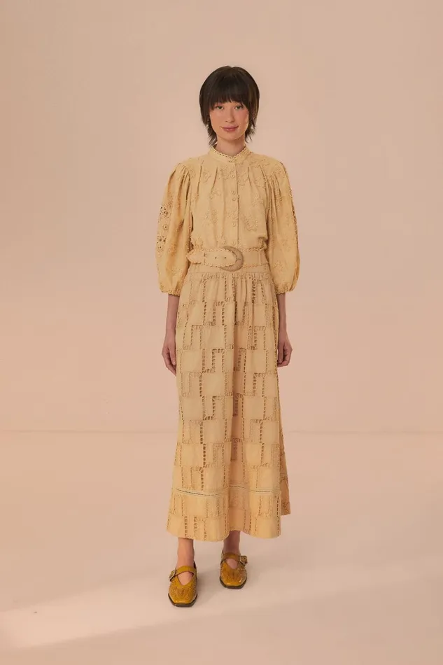 Women Sand Crochet Midi Skirt Sand FARM Rio Skirts