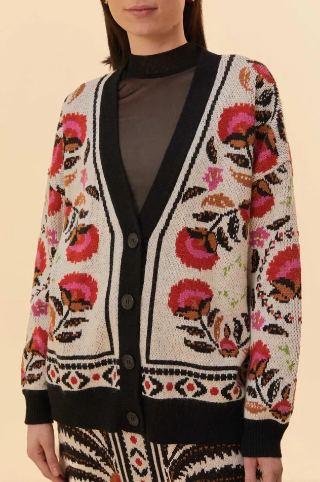 Women Sand Palms Paradise Knit Cardigan Palms Paradise Sand FARM Rio Cardigans