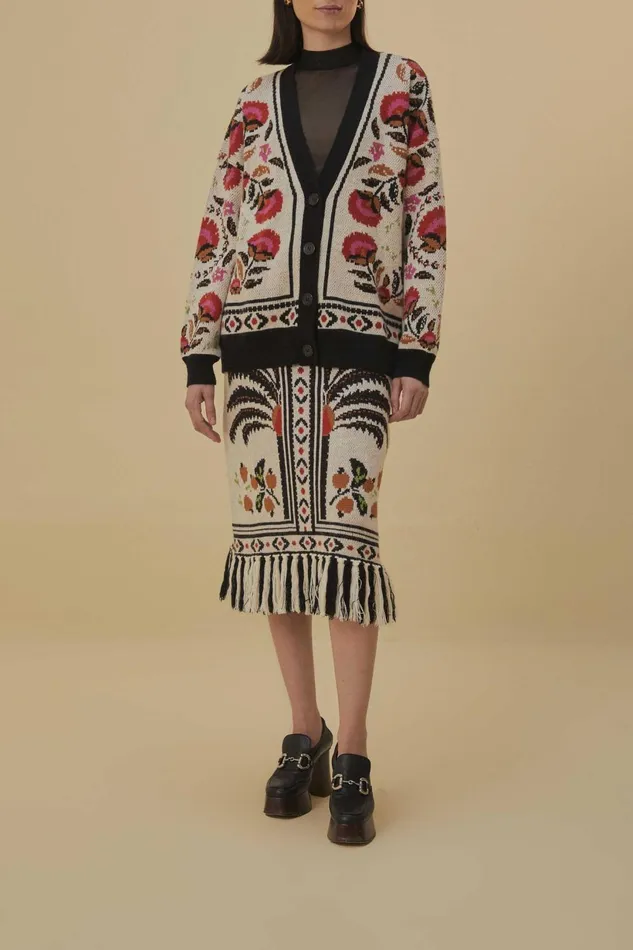 Women Sand Palms Paradise Knit Cardigan Palms Paradise Sand FARM Rio Cardigans