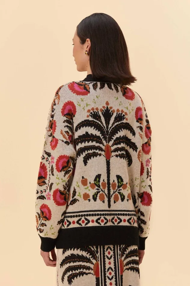 Women Sand Palms Paradise Knit Cardigan Palms Paradise Sand FARM Rio Cardigans