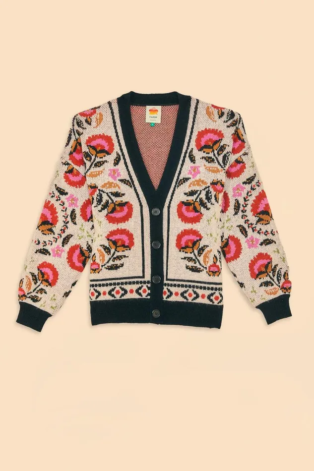 Women Sand Palms Paradise Knit Cardigan Palms Paradise Sand FARM Rio Cardigans