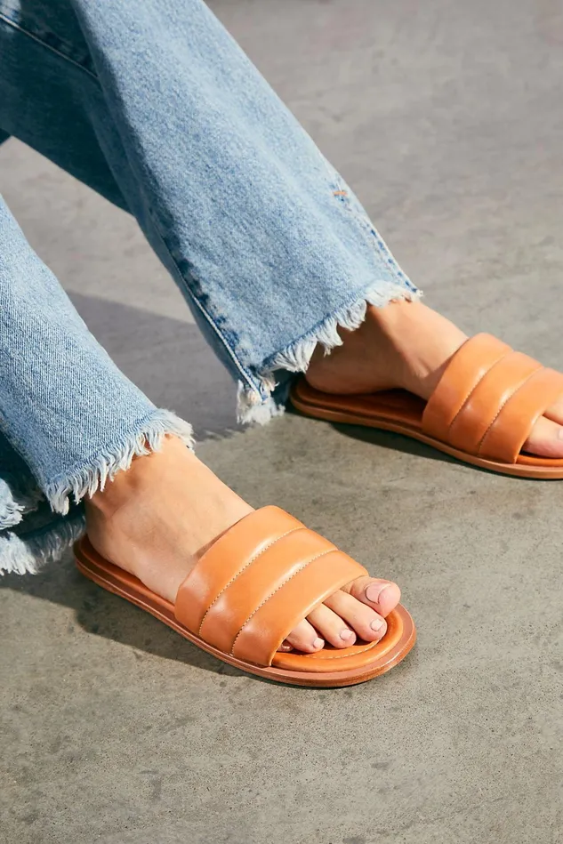 Women Sandals Free People Trio Slide Sandals Caramel