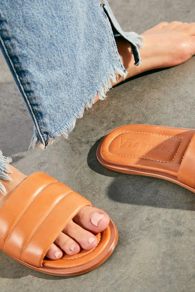 Women Sandals Free People Trio Slide Sandals Caramel