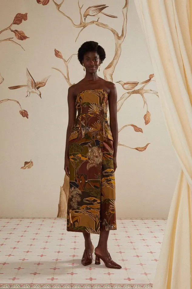 Women Savana Dream Caramel Strapless Buttonned Midi Dress Savana Dream Caramel FARM Rio Midi Dresses Women Savana Dream Caramel Strapless Buttonned Midi Dress Savana Dream Caramel FARM Rio Midi Dresses