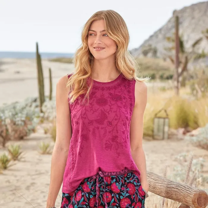 Women Seaside Riches Tank Fuchsia Sundance Catalog Tops