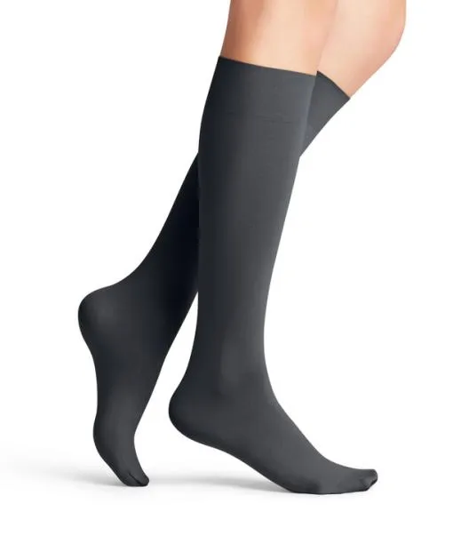 Women Seidenglatt 40 DEN Women Kneehigh Socks Graphite FALKE Fullyfashioned Stockings