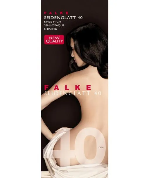 Women Seidenglatt 40 DEN Women Kneehigh Socks Graphite FALKE Fullyfashioned Stockings