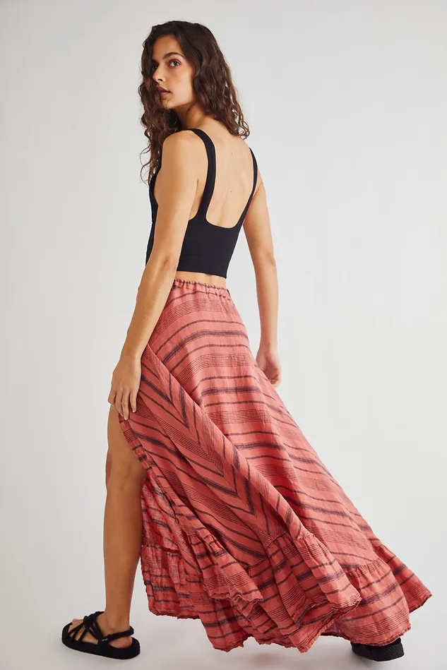 Women Skirts Free People Lida Button Front Maxi Skirt Red Clay