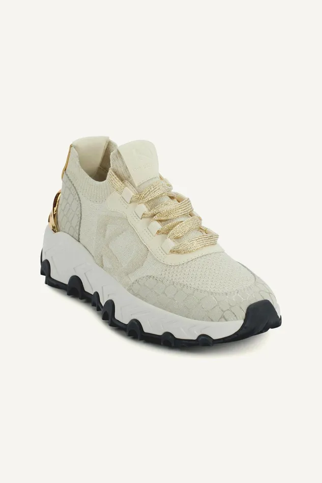 Women Sneakers Donna Karan BRANTLEY LACE UP WEDGE SNEAKER Ivory