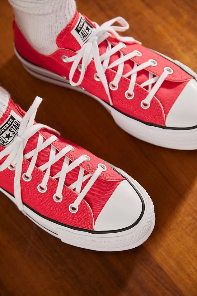 Women Sneakers Free People Chuck Taylor All Star Lift Sneakers Carmine Pink White Black