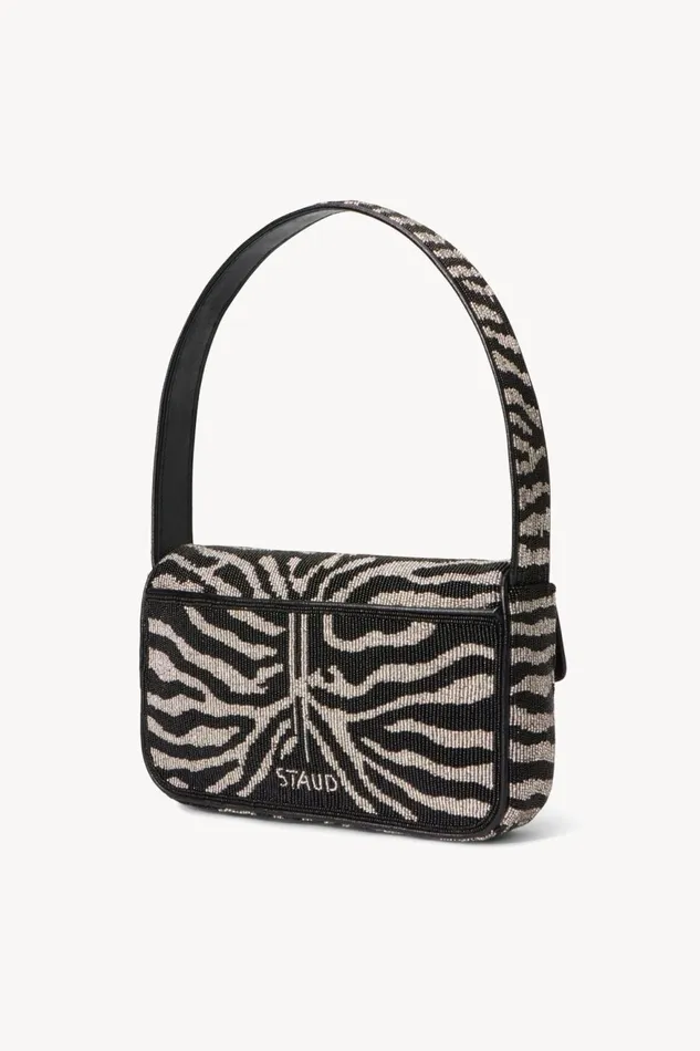 Women STAUD Beaded TOMMY BEADED BAG BLACK WHITE
