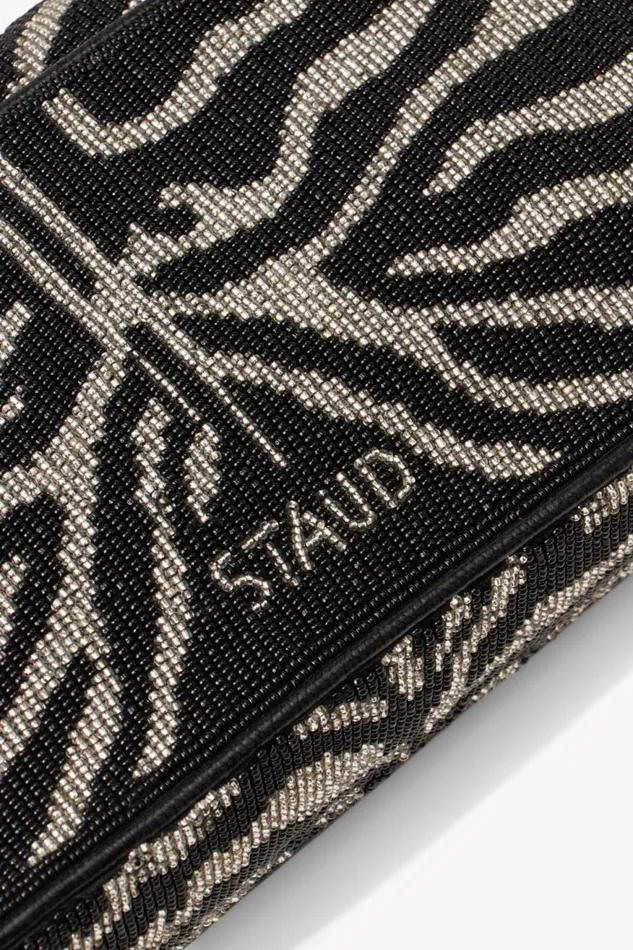 Women STAUD Beaded TOMMY BEADED BAG BLACK WHITE