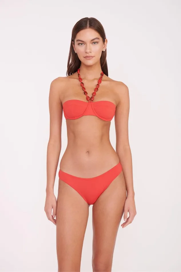 Women STAUD Bikinis SYDNEY BEADED BIKINI TOP RUBY