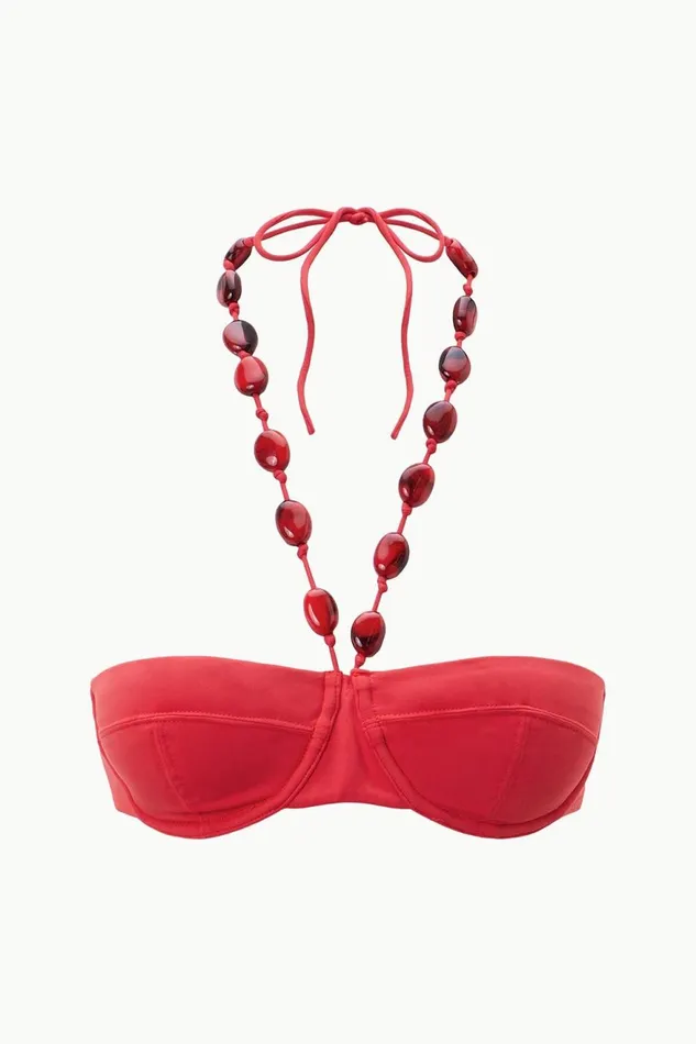Women STAUD Bikinis SYDNEY BEADED BIKINI TOP RUBY Women STAUD Bikinis SYDNEY BEADED BIKINI TOP RUBY