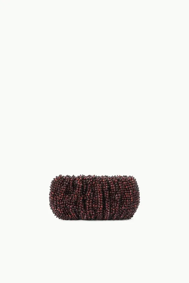 Women STAUD Clutches BEADED BEAN BAG MAHOGANY BLACK