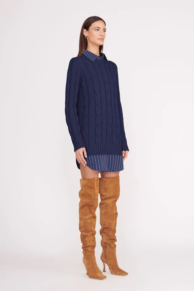 Women STAUD Knits ALDRIN DRESS NAVY PINSTRIPE Women STAUD Knits ALDRIN DRESS NAVY PINSTRIPE