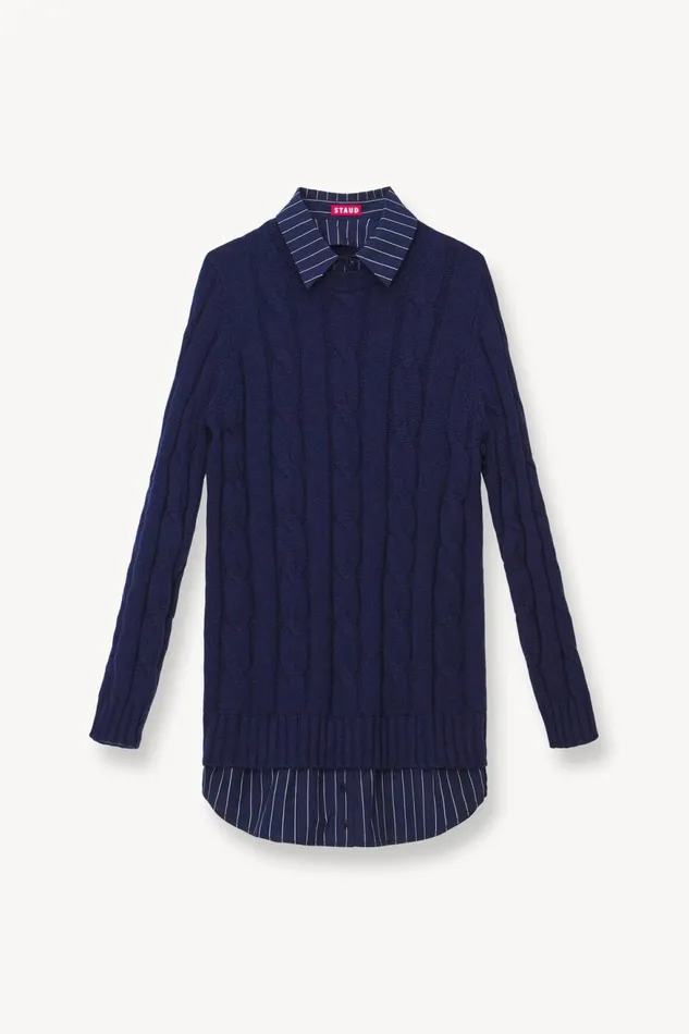 Women STAUD Knits ALDRIN DRESS NAVY PINSTRIPE Women STAUD Knits ALDRIN DRESS NAVY PINSTRIPE