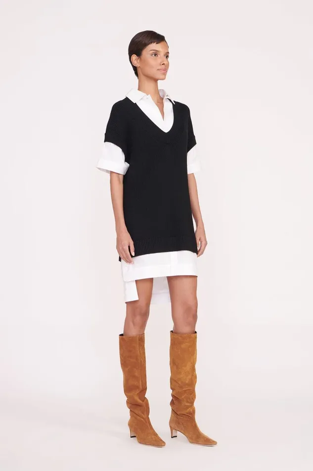Women STAUD Knits BRIDGET DRESS BLACK WHITE Women STAUD Knits BRIDGET DRESS BLACK WHITE