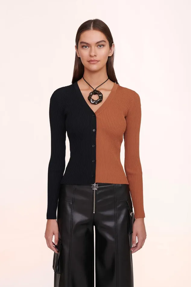 Women STAUD Knits CARGO SWEATER TAN BLACK