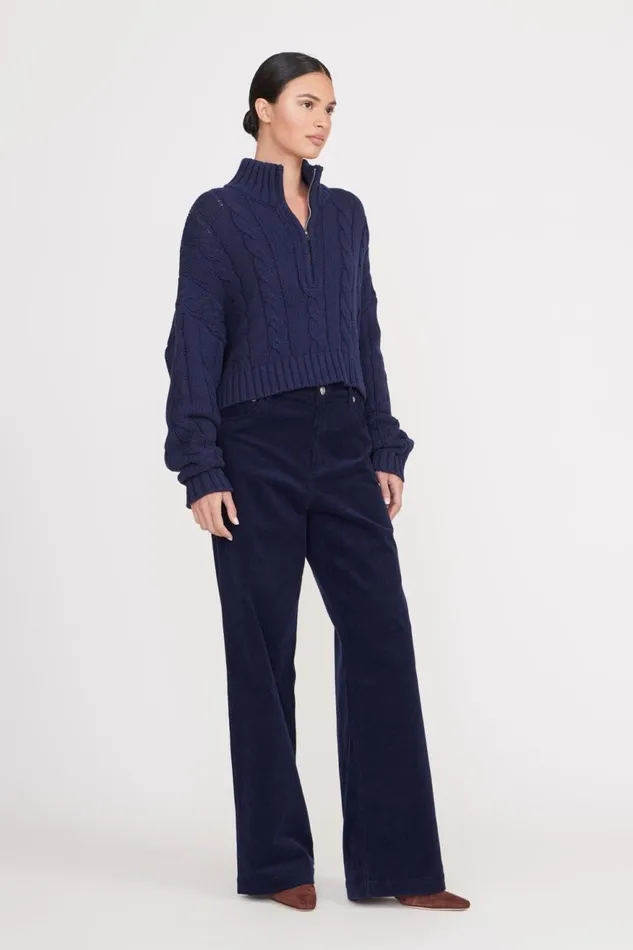Women STAUD Knits CROPPED HAMPTON SWEATER NAVY Women STAUD Knits CROPPED HAMPTON SWEATER NAVY