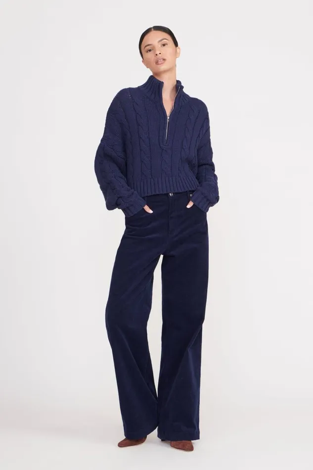 Women STAUD Knits CROPPED HAMPTON SWEATER NAVY Women STAUD Knits CROPPED HAMPTON SWEATER NAVY