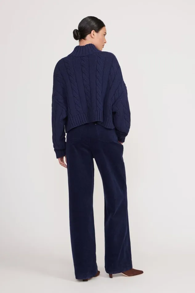Women STAUD Knits CROPPED HAMPTON SWEATER NAVY Women STAUD Knits CROPPED HAMPTON SWEATER NAVY