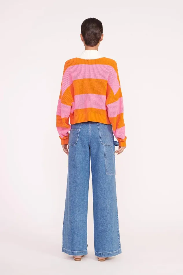 Women STAUD Knits CROPPED HAMPTON SWEATER PAPAYA PLUMERIA RUGBY STRIPE Women STAUD Knits CROPPED HAMPTON SWEATER PAPAYA PLUMERIA RUGBY STRIPE