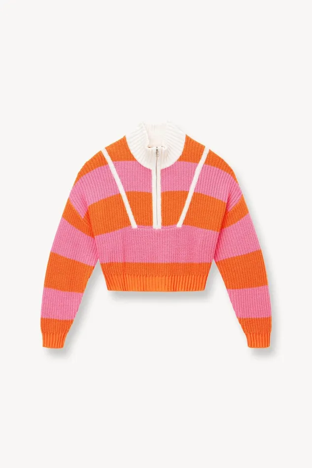 Women STAUD Knits CROPPED HAMPTON SWEATER PAPAYA PLUMERIA RUGBY STRIPE Women STAUD Knits CROPPED HAMPTON SWEATER PAPAYA PLUMERIA RUGBY STRIPE
