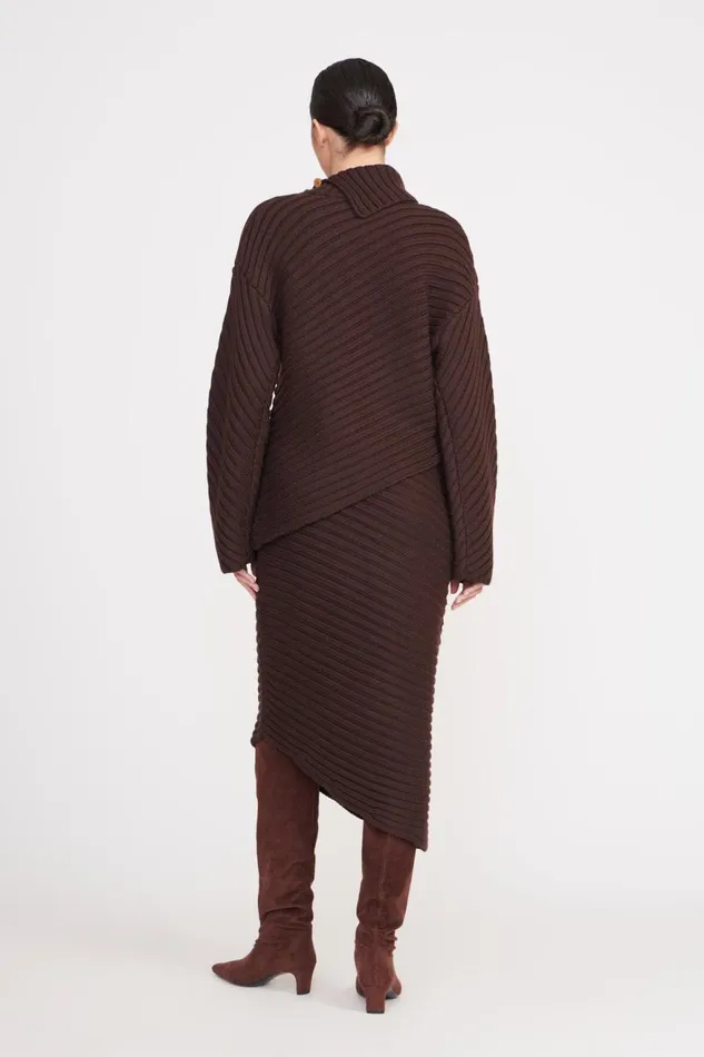Women STAUD Knits ENGRAVE SWEATER DARK CHOCOLATE Women STAUD Knits ENGRAVE SWEATER DARK CHOCOLATE