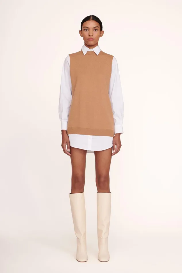 Women STAUD Knits FERN DRESS TAN WHITE