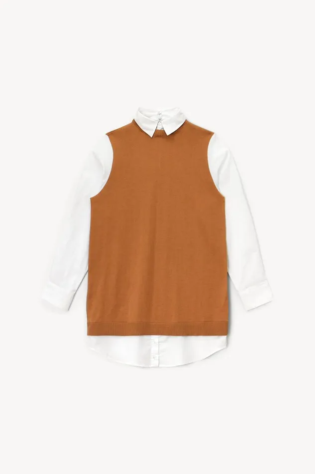 Women STAUD Knits FERN DRESS TAN WHITE