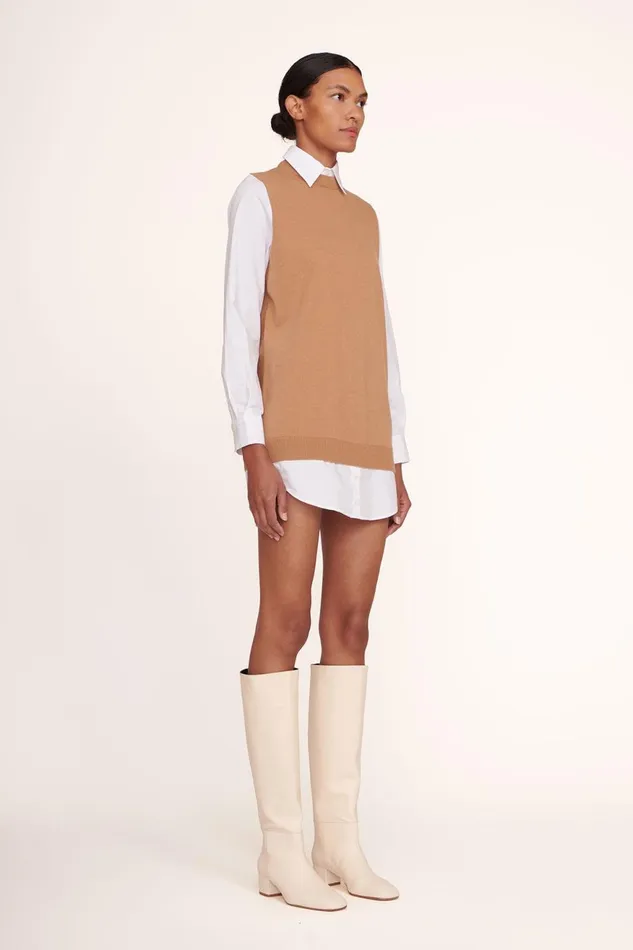 Women STAUD Knits FERN DRESS TAN WHITE