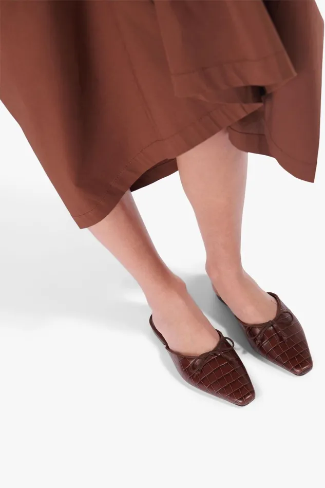 Women STAUD Mules and Flats GINA MULE BROWN CROC EMBOSSED Women STAUD Mules and Flats GINA MULE BROWN CROC EMBOSSED