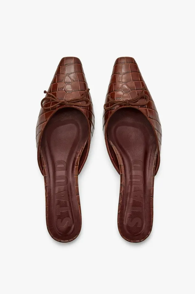 Women STAUD Mules and Flats GINA MULE BROWN CROC EMBOSSED Women STAUD Mules and Flats GINA MULE BROWN CROC EMBOSSED