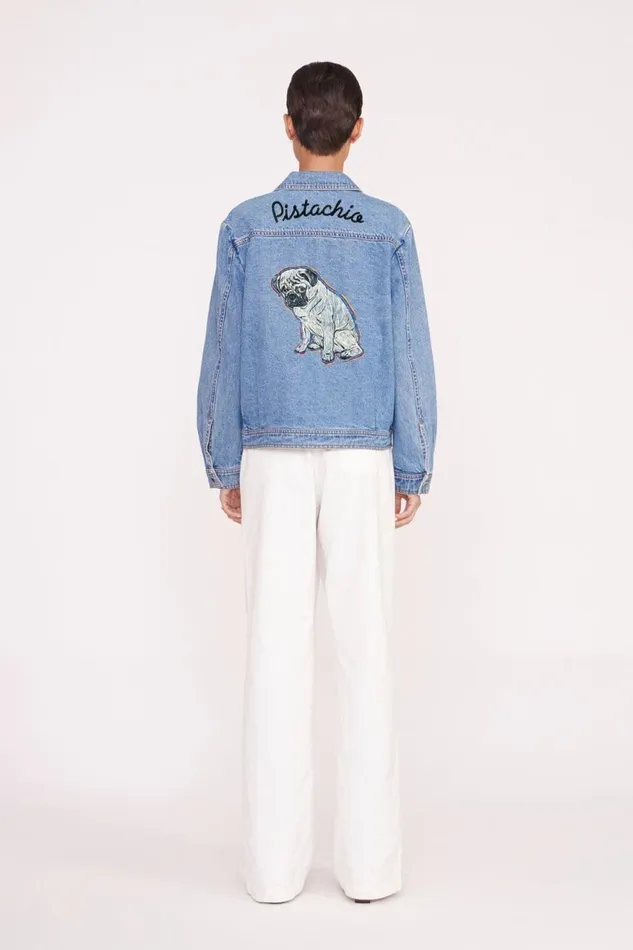 Women STAUD Outerwear and Jackets CUSTOM STAUD X CBONZ OVERSIZED RYAN DENIM JACKET MEDIUM WASH Women STAUD Outerwear and Jackets CUSTOM STAUD X CBONZ OVERSIZED RYAN DENIM JACKET MEDIUM WASH